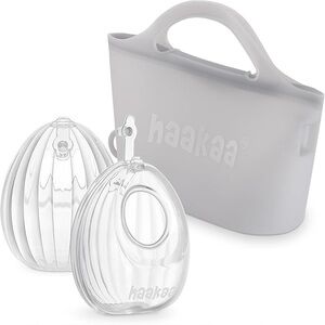 haakaa 2pc Wearable Silicone Breast Pump with Steriliser Bag Gray Clear Manual